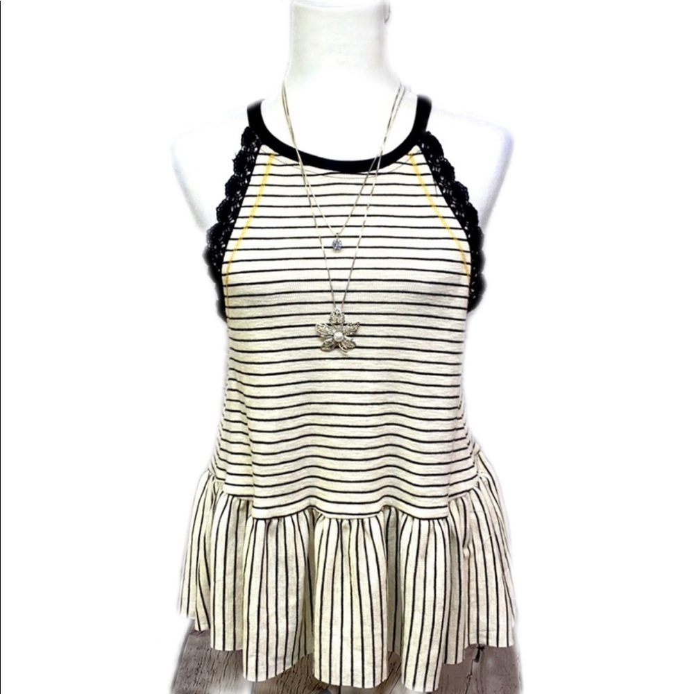 Willow Jane Cream & Black Striped Babydoll Blouse